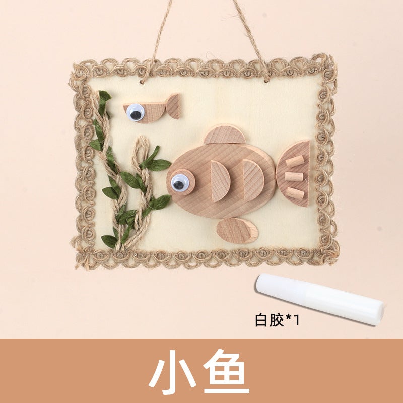 Children'S Puzzle Handmade Tree Branch Picture Frame Painting Children'S Creative Natural Wood Chip Diy Semi-Finished Material Bag - Image 1